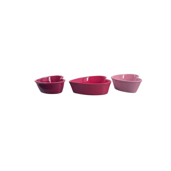 Chantal RED Heart Shaped 1 Cup Baking Dish - W/ 1 Pink & 1 Red 7oz Heart Dish - Picture 3 of 16